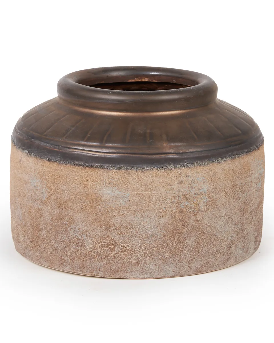 Dale Gold Ceramic Farmer Pot Dark Border Low S 684940 Dale Gold Ceramic Farmer Pot Dark Border Low S 684940