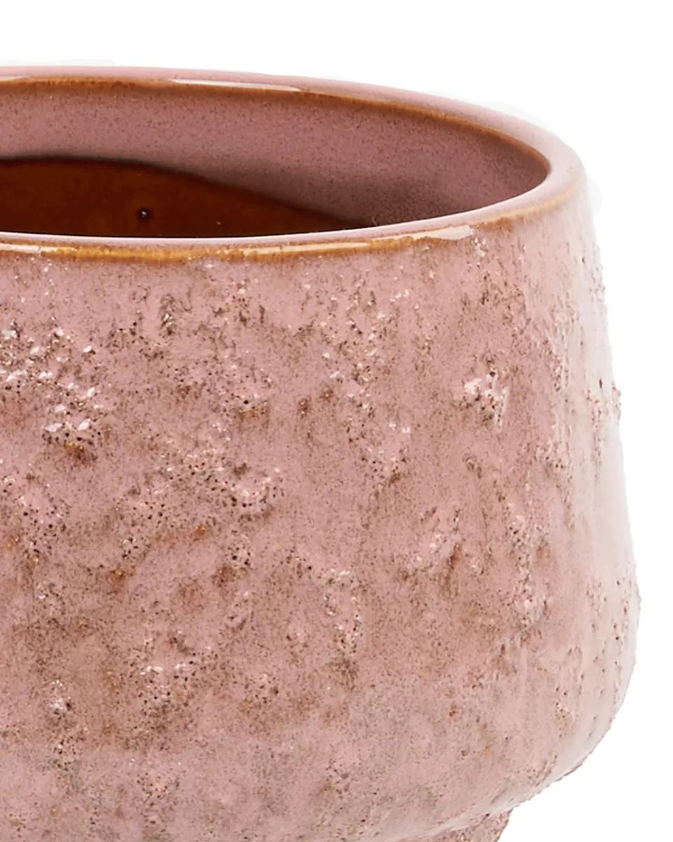 Merty Pink glazed ceramic pot wide low round 708720 L 19 x 19 x 16 copy detailed