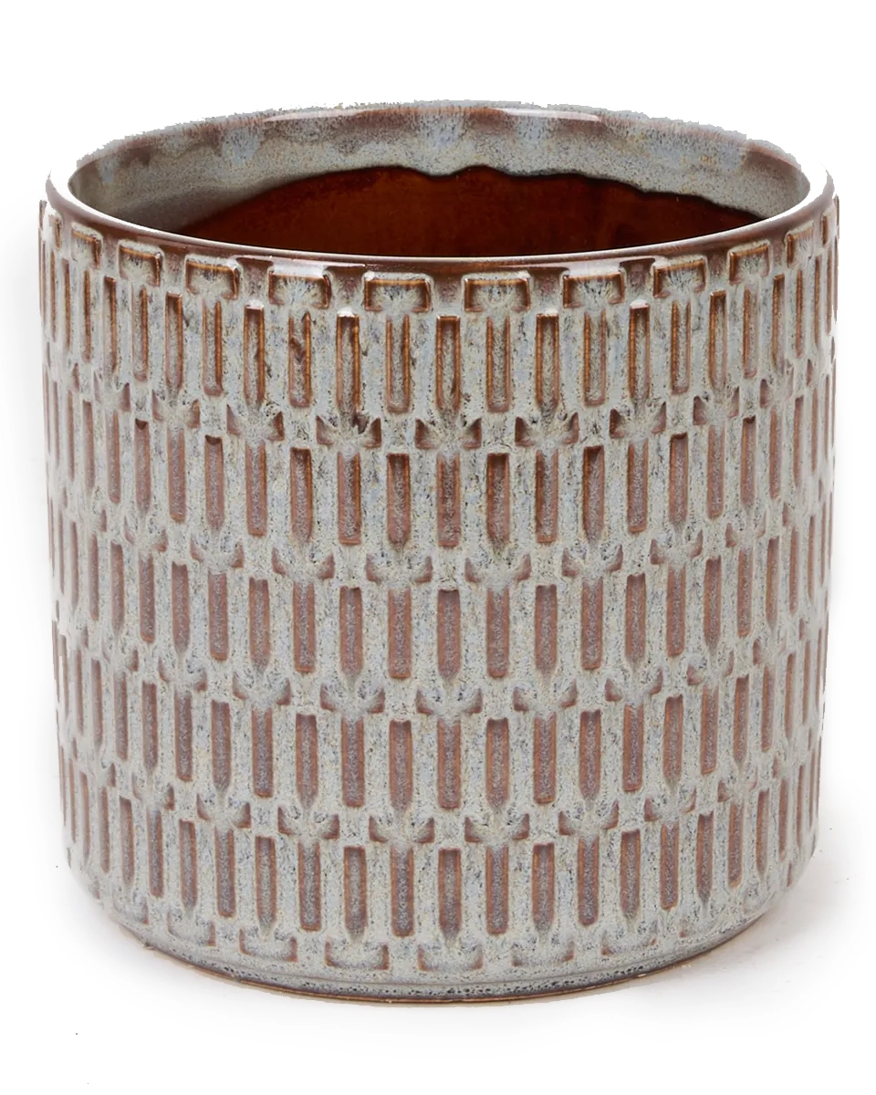 TENZIN GREY GLAZED CERAMIC BLOCKED POT ROUND XL 700449 15.5X16.5CM 1 TENZIN GREY GLAZED CERAMIC BLOCKED POT ROUND XL 700449 15.5X16.5CM 1