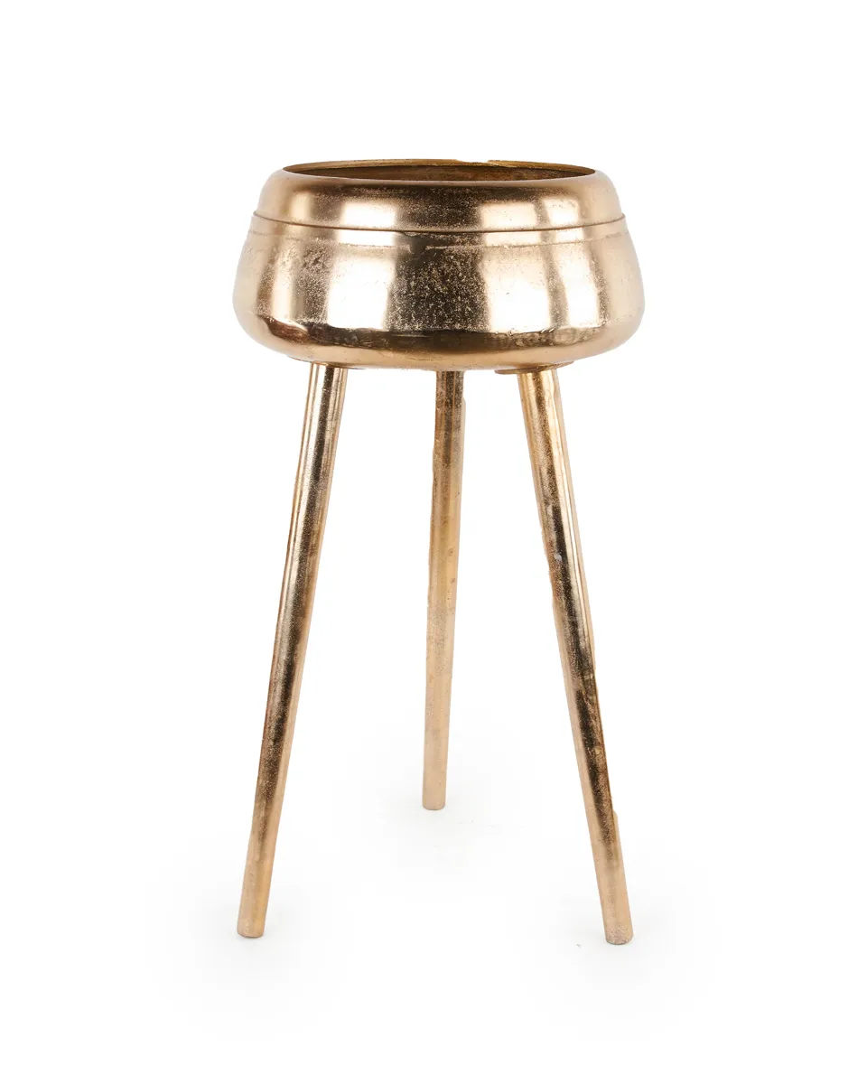 Freydis Gold casted alu planter on base round S 715791LS Freydis Gold casted alu planter on base round S 715791LS
