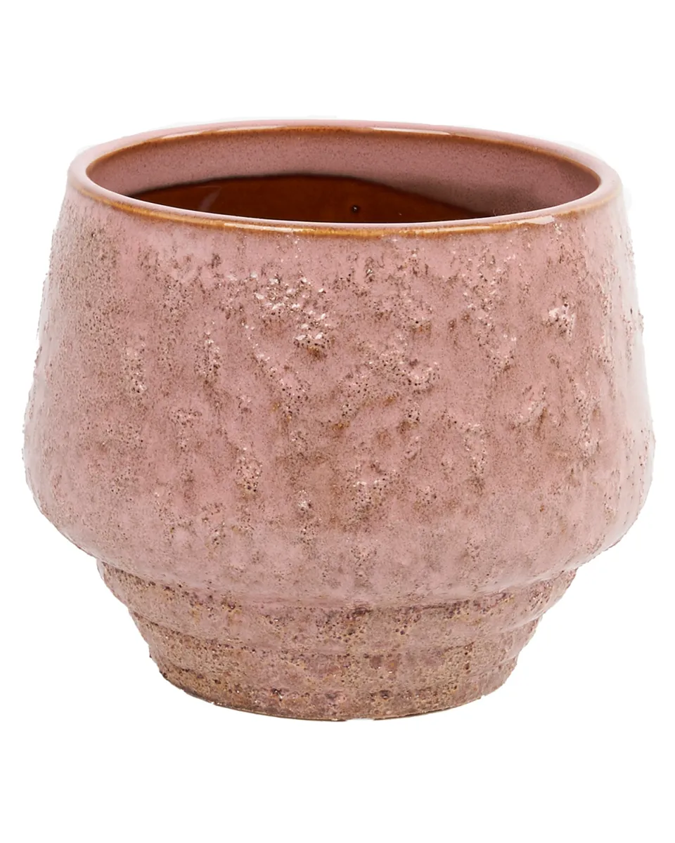 Merty Pink glazed ceramic pot wide low round 708720 L 19 x 19 x 16 Merty Pink glazed ceramic pot wide low round 708720 L 19 x 19 x 16