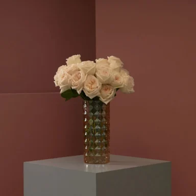 White o hara on glass vase