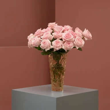 pink ohara on glass vase 2