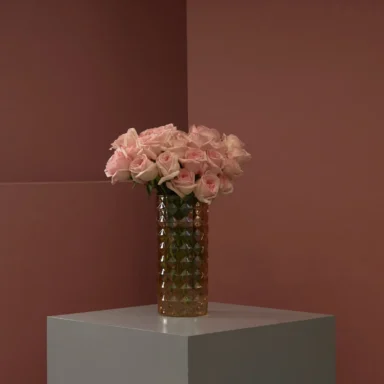 pink ohara on glass vase 3