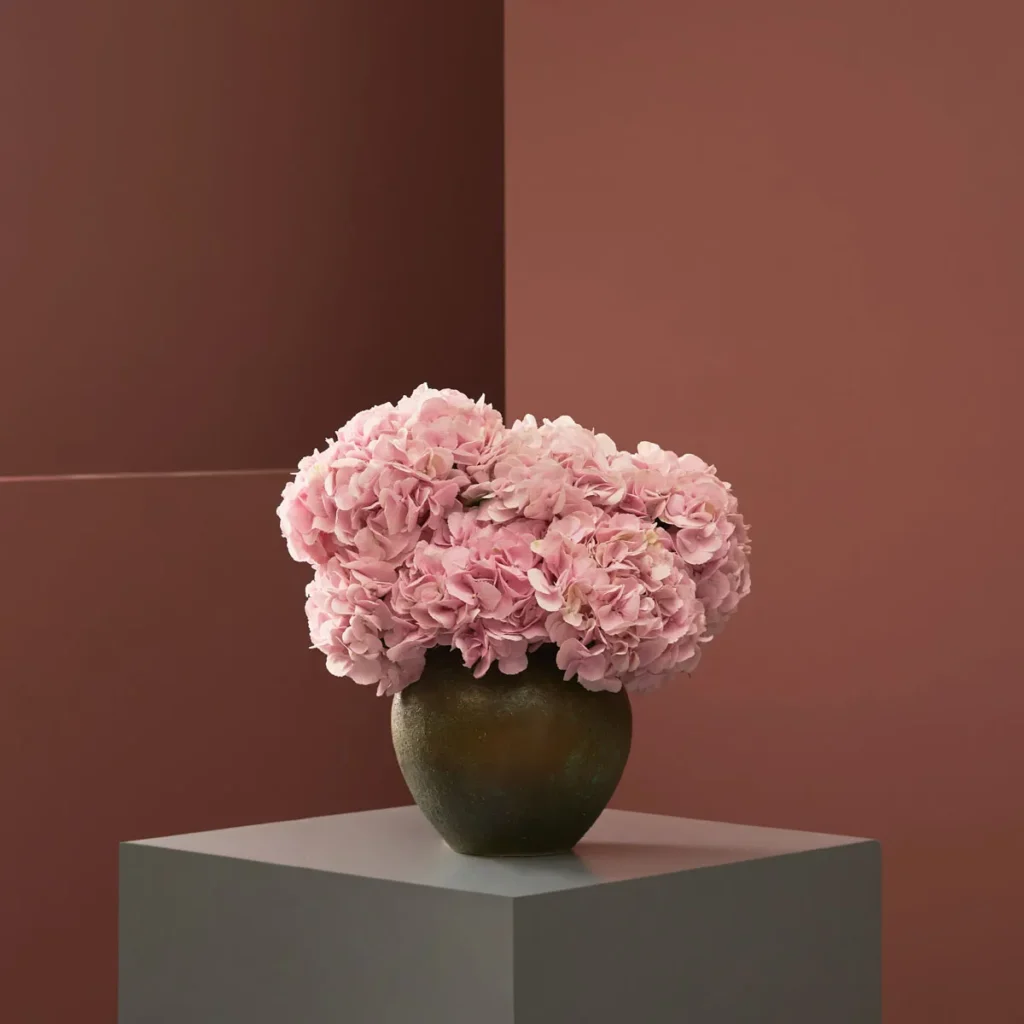 Fall for Hydrangeas Pink Green Vase