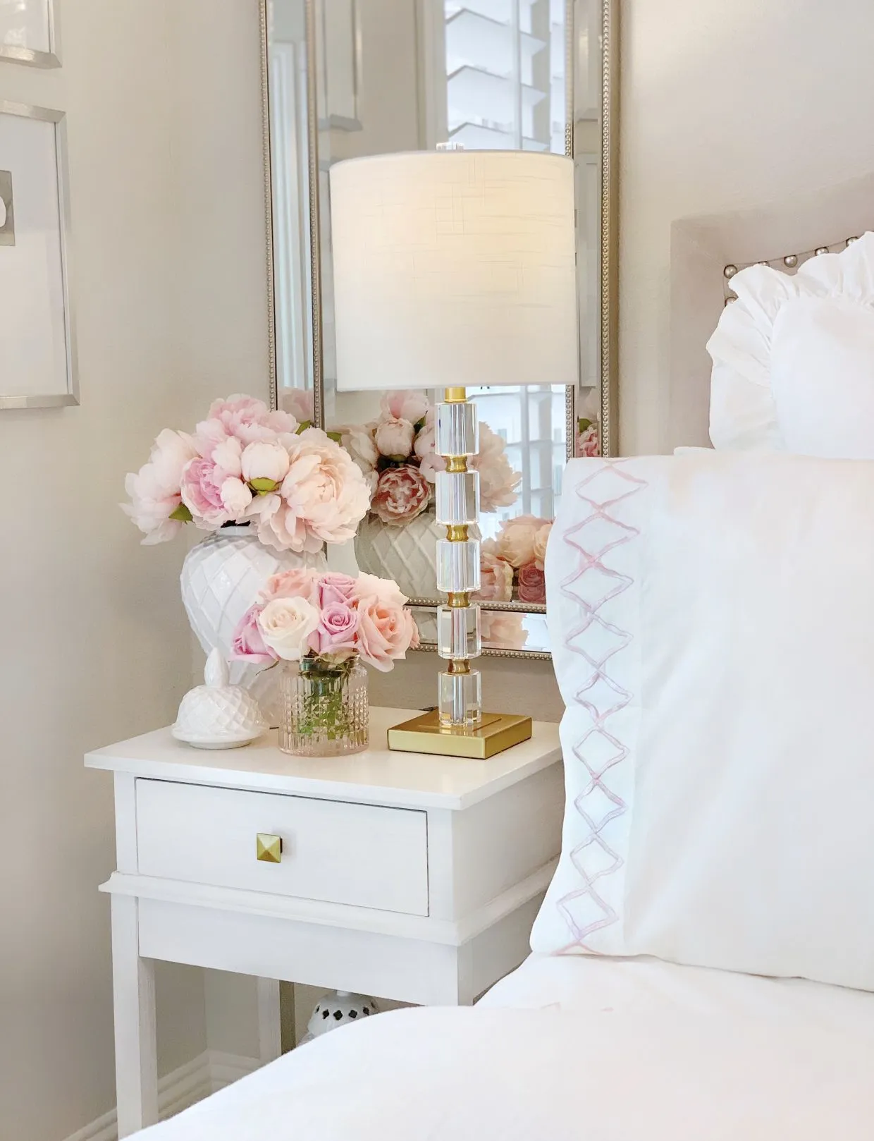 Bedside table fresh flowers