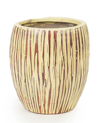 Audrey Ceramic Glazed Yellow Bombey Pot Round L 695363