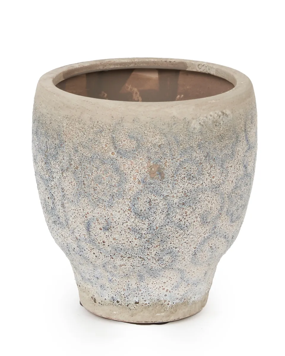 Carls White Ceramic Bombey Pot Blue Finish S 696063