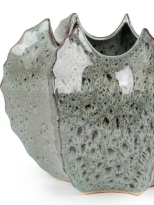 Emmaa Grey ceramic pot ribbed spiky border XL 716642 36 x 20 x 27 copy detailed