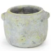 Fade Green Cement Pot Round with Ear S 672315