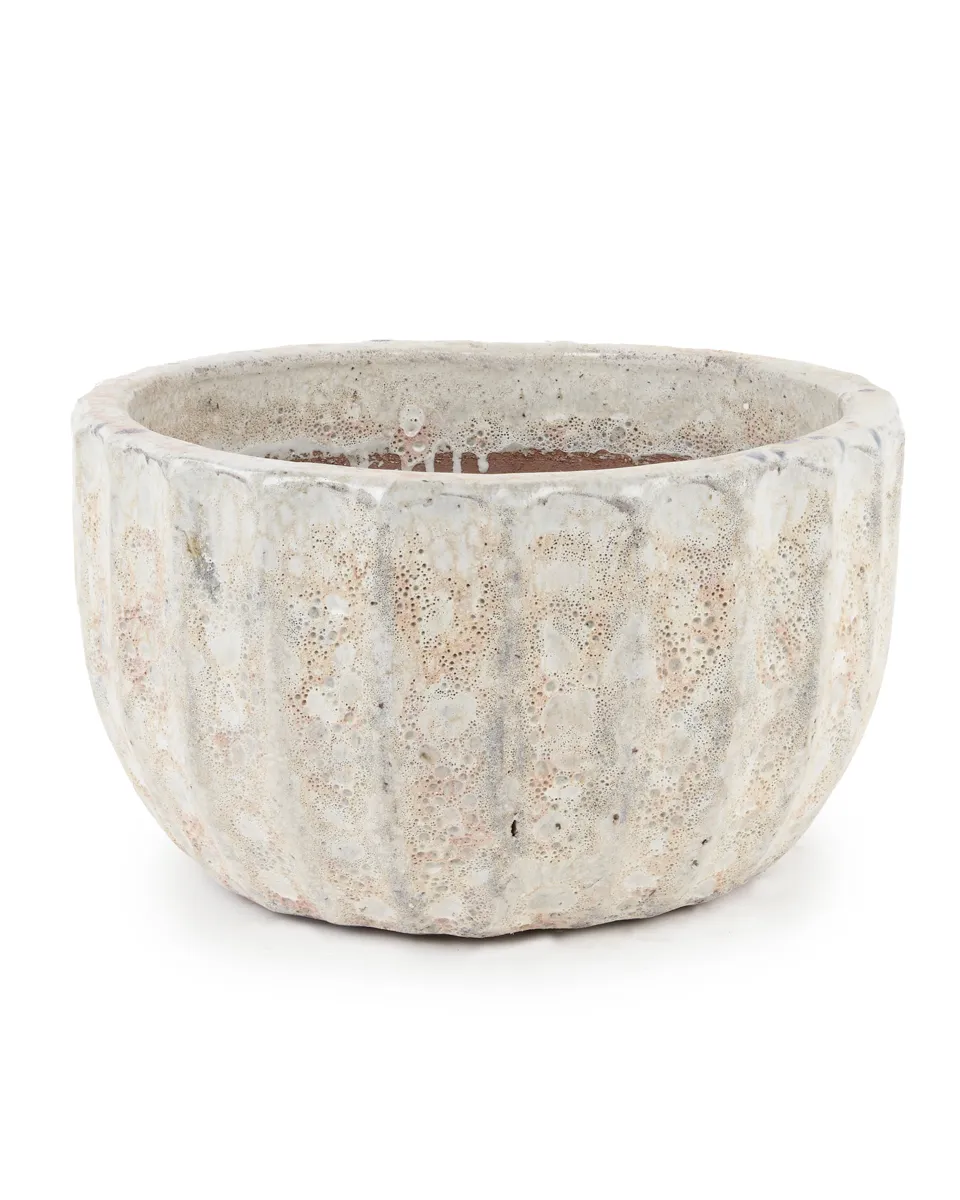 Javier Grey ceramic pot ribbed round S 716111S