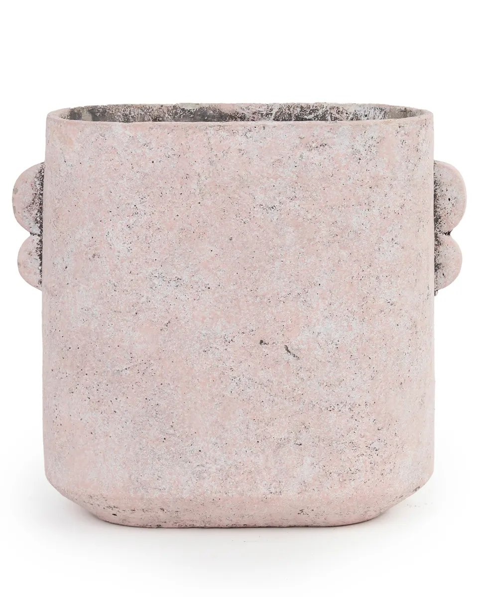 Joah Pink cement pot with ears oval M 715007 30 x 15 x 28