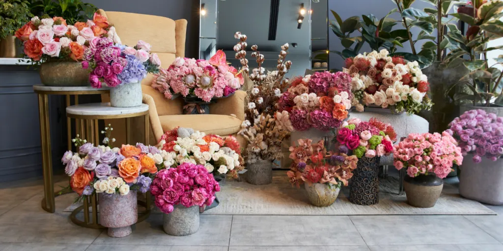 Roses, Ranunculus and Pink Cymbidium - Empty Vase Floral Arrangement