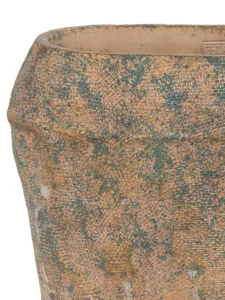 Lourdes Brown cement pot jute pattern green oval L717710 40 x 20 x 36 copy detailed