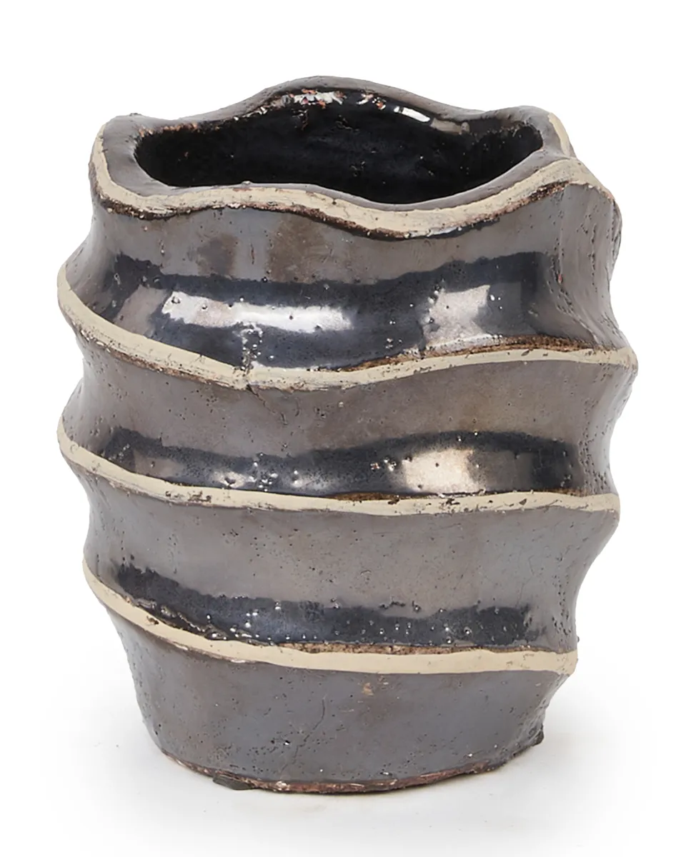 Matz Grey Ceramic Wave Pot Round S 678155