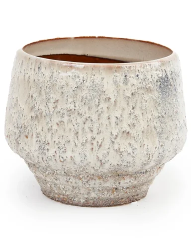 Merty Cream glazed ceramic pot wide low round 708724 L 19 x 19 x 16