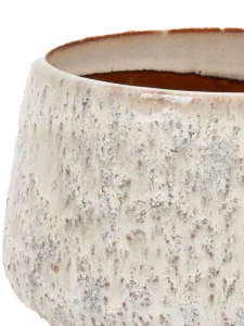 Merty Cream glazed ceramic pot wide low round 708724 L 19 x 19 x 16 copy detailed