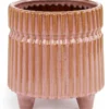 Molly Pink glazed ceramic pot with stripes high 708086 XL 18 x 18 x 19