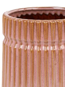 Molly Pink glazed ceramic pot with stripes high 708086 XL 18 x 18 x 19 copy detailed