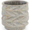 Roah Blue cement pot carved round L 715012 17 x 17 x 16