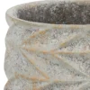 Roah Blue cement pot carved round L 715012 17 x 17 x 16 copy detailed