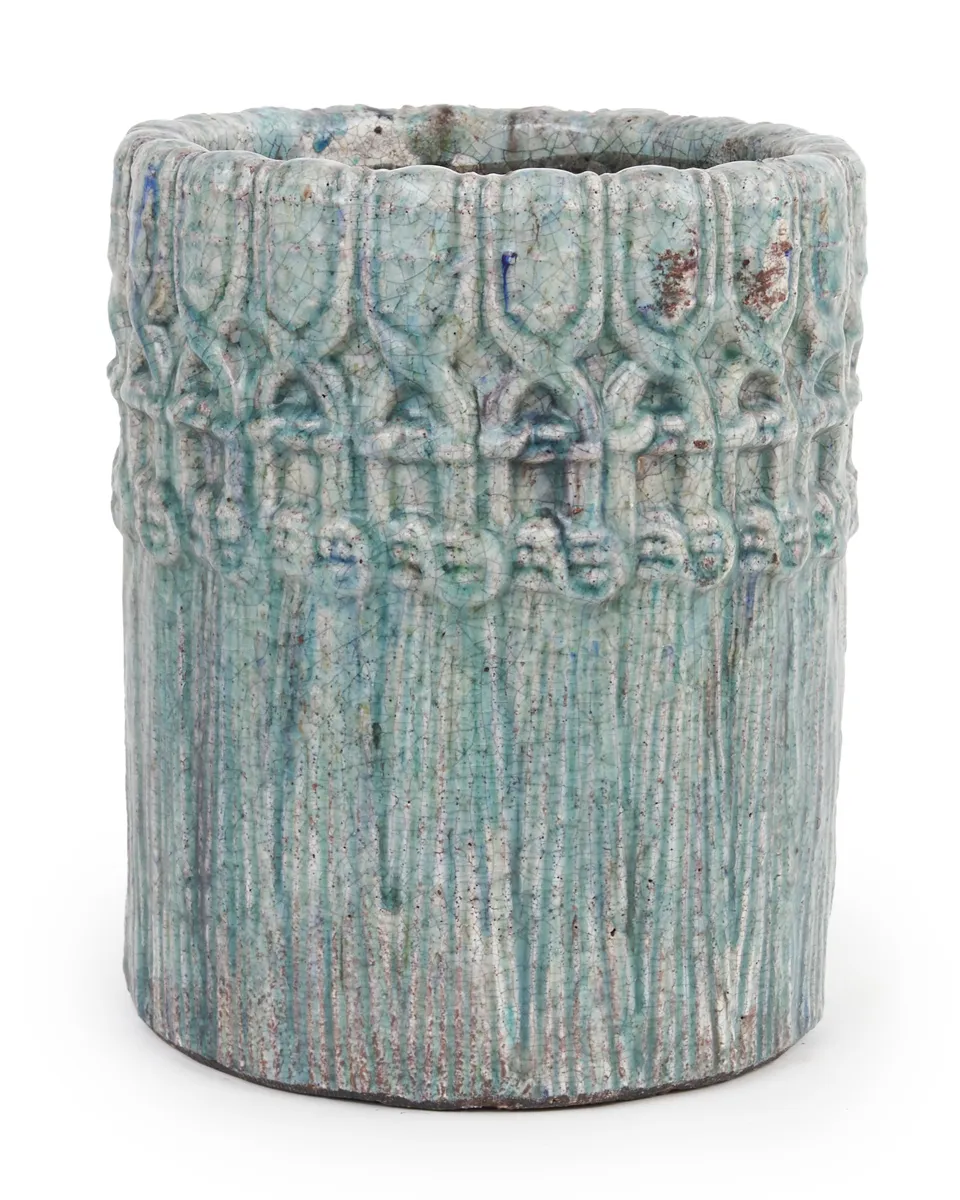 Rollas Grey ceramic pot antique pattern round708657 XL 25 x 25 x 30