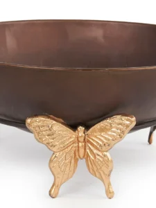 TIANA COPPER METAL BOWL WITH BUTTERFLY BOTTOM 706616 16.5X36CM copy detailed