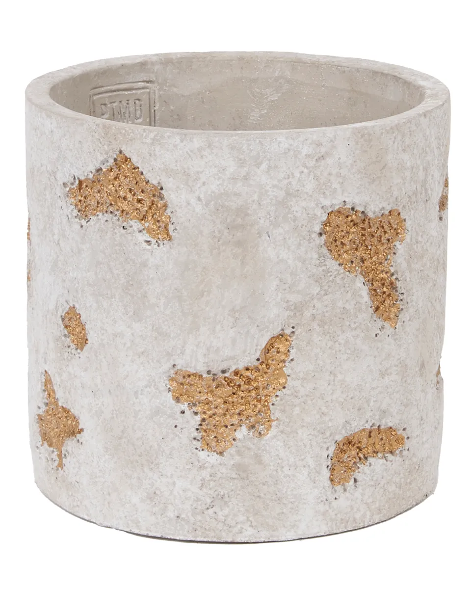 Thyle Grey Cement Pot with Gold Pieces Round L 682609