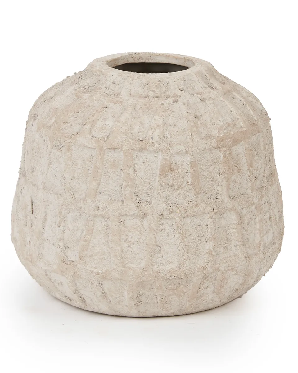 Timon Brown Cement Pot Round Border XS 685074