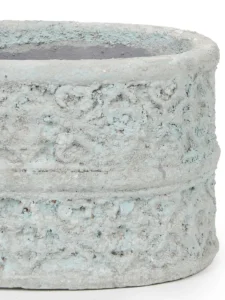 Vendra Grey Ceramic Pot Antique Pattern Oval M 687641 copy detailed