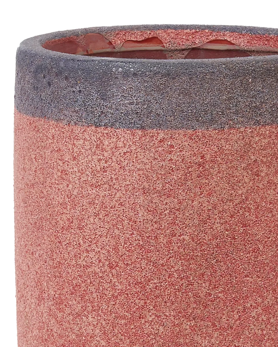 Xaro Red Ceramic Tall Pot Round High M 696086 copy detailed