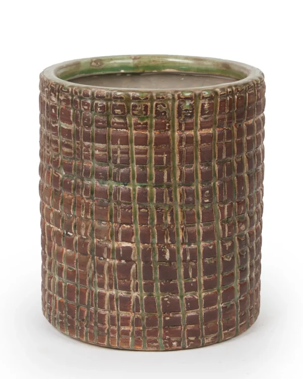 Audrey Ceramic Glazed Green Straight Pot Round L 695389