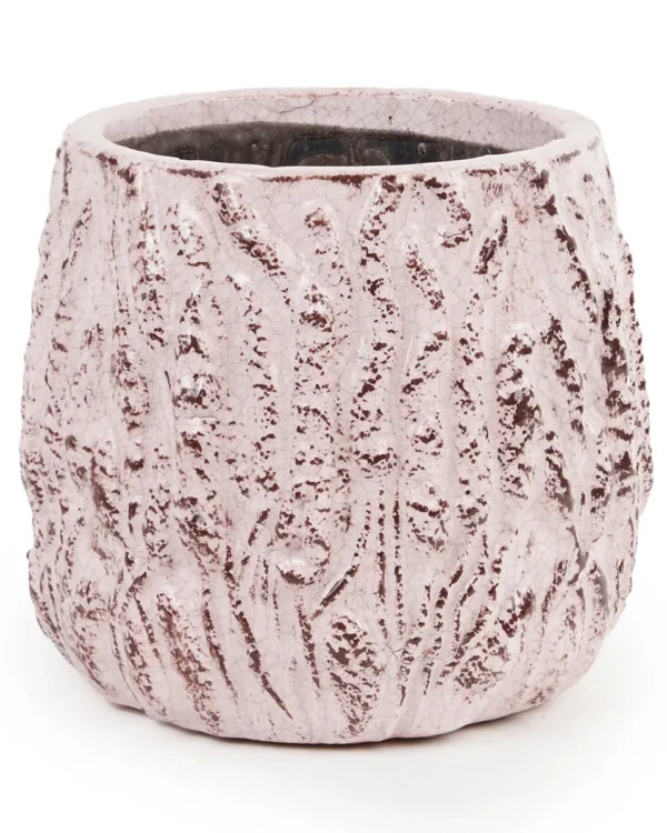 BELLA PINK GLAZED CERAMIC POT DETAILS ROUND XL 705491 18.5X17CM