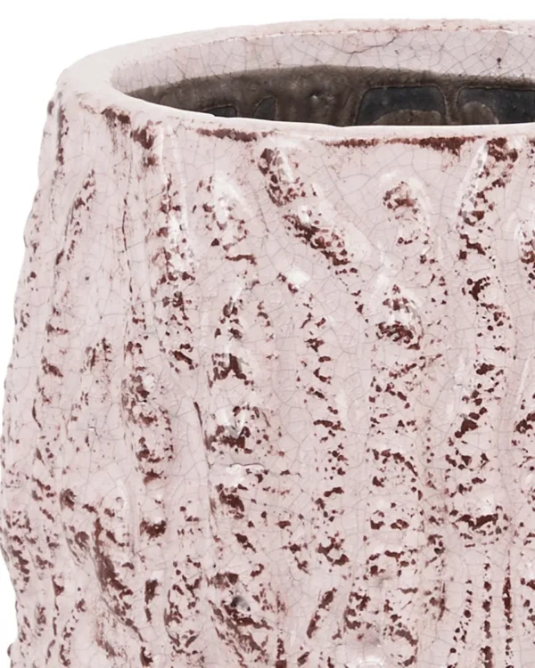 BELLA PINK GLAZED CERAMIC POT DETAILS ROUND XL 705491 18.5X17CM 2 detailed