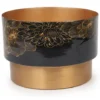 ELORA GOLD IRON PLANTER ENAMEL FLOWERS PRINT ROUND 700970 20X29CM