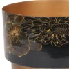 ELORA GOLD IRON PLANTER ENAMEL FLOWERS PRINT ROUND 700970 20X29CM copy detailed