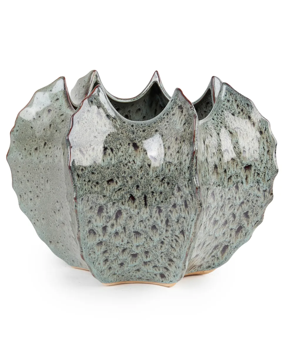 Emmaa Grey ceramic pot ribbed spiky border XL 716642 36 x 20 x 27 Emmaa Grey ceramic pot ribbed spiky border XL 716642 36 x 20 x 27