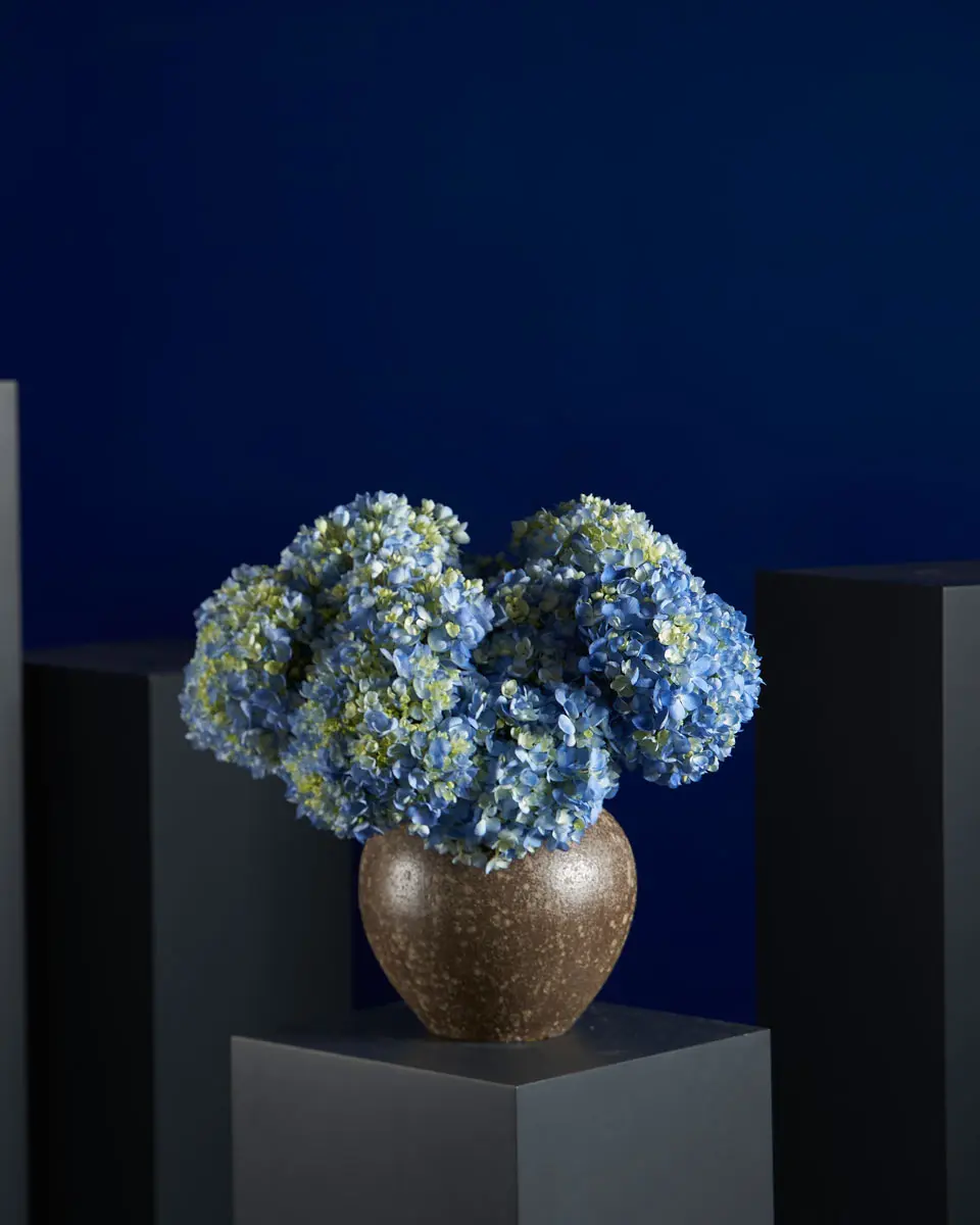 FALL FOR HYDRANGEA BLUE BROWN VASE FALL FOR HYDRANGEA BLUE BROWN VASE