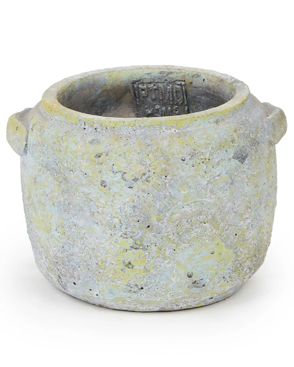 Fade Green Cement Pot Round with Ear S 672315 Fade Green Cement Pot Round with Ear S 672315