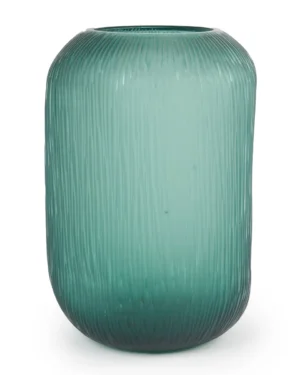 GLASS VASE GREEN 21X34CM DR471