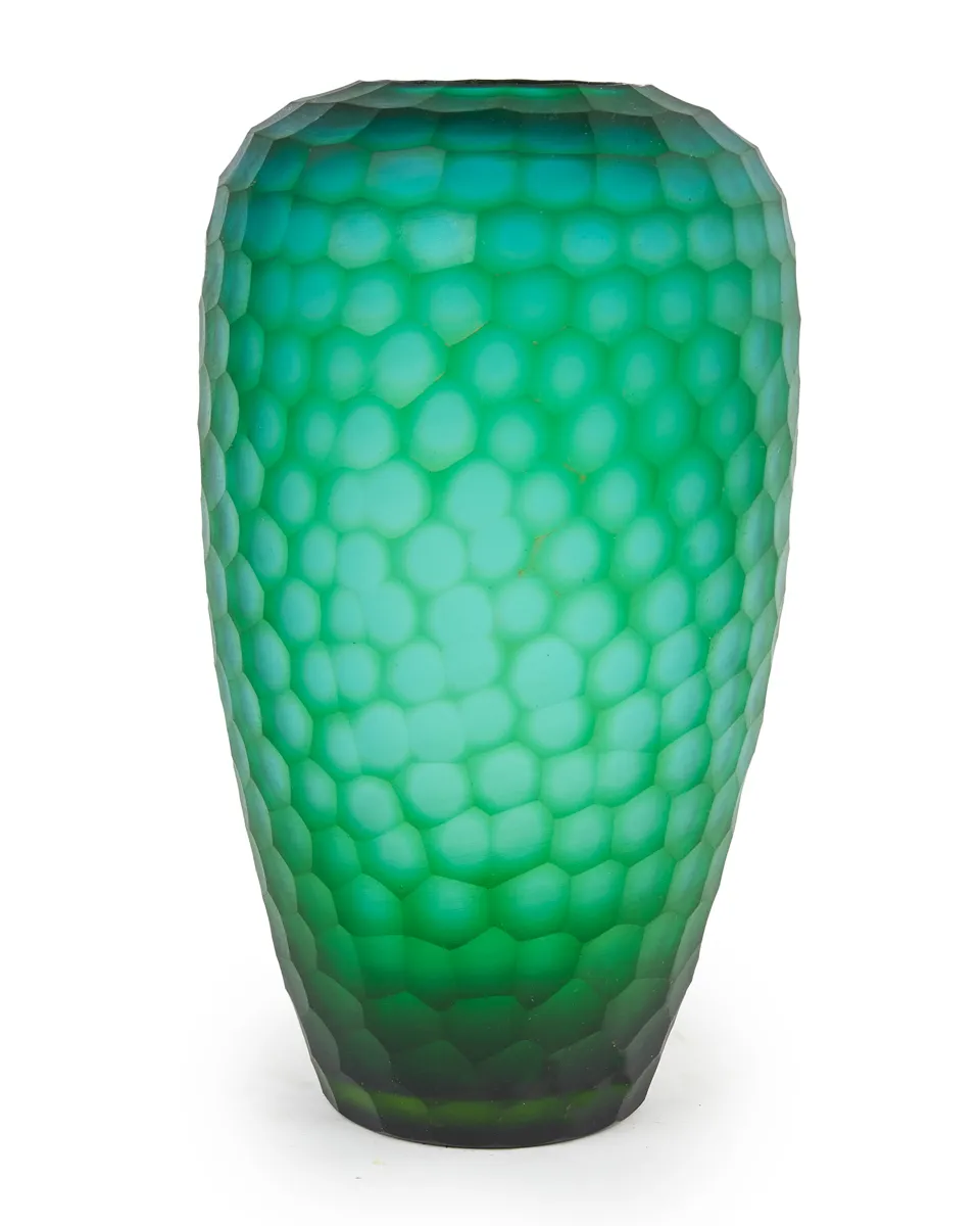 GLASS VASE GREEN 21X38CM DR58 GLASS VASE GREEN 21X38CM DR58