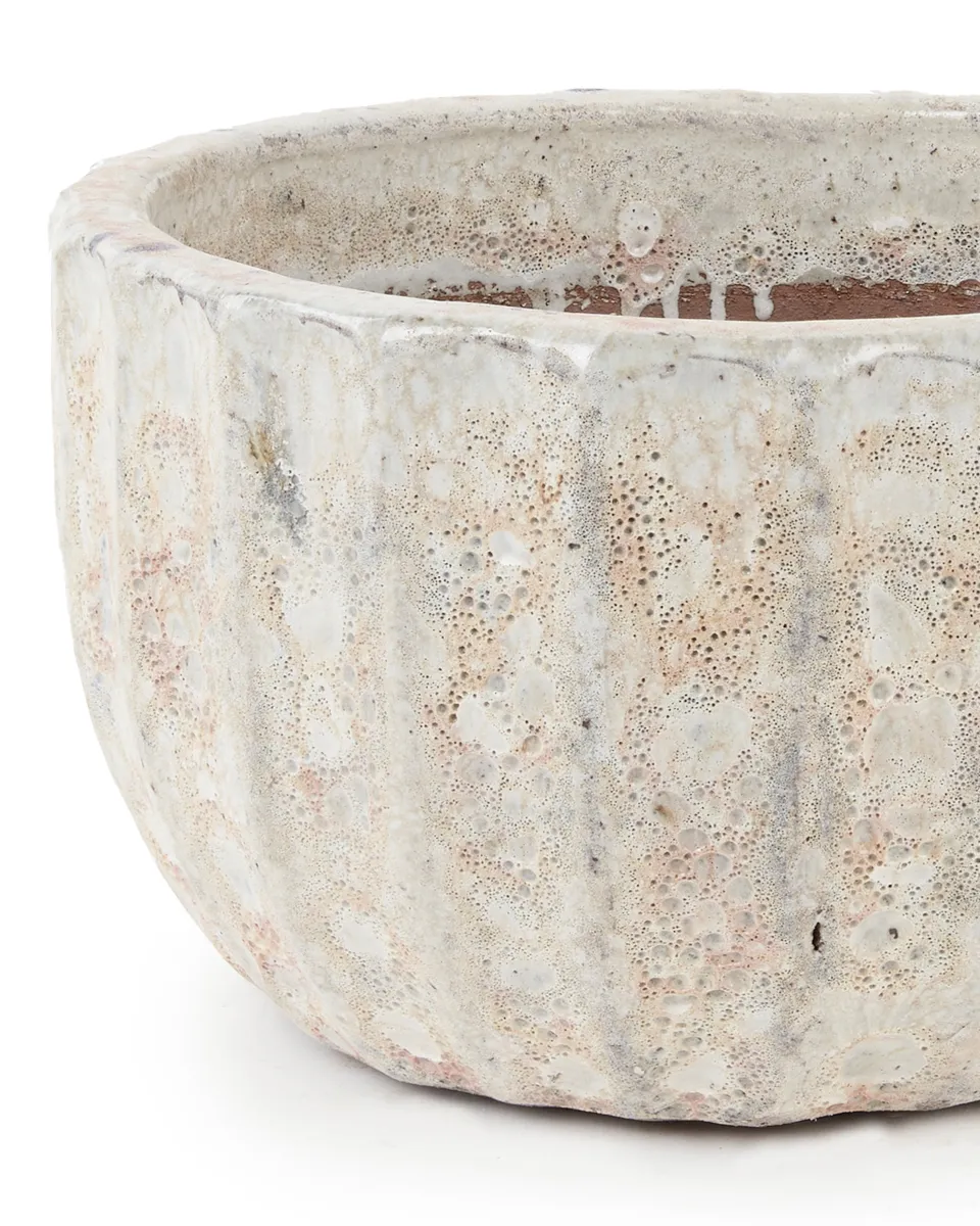 Javier Grey ceramic pot ribbed round S 716111S copy detailed Javier Grey ceramic pot ribbed round S 716111S copy detailed