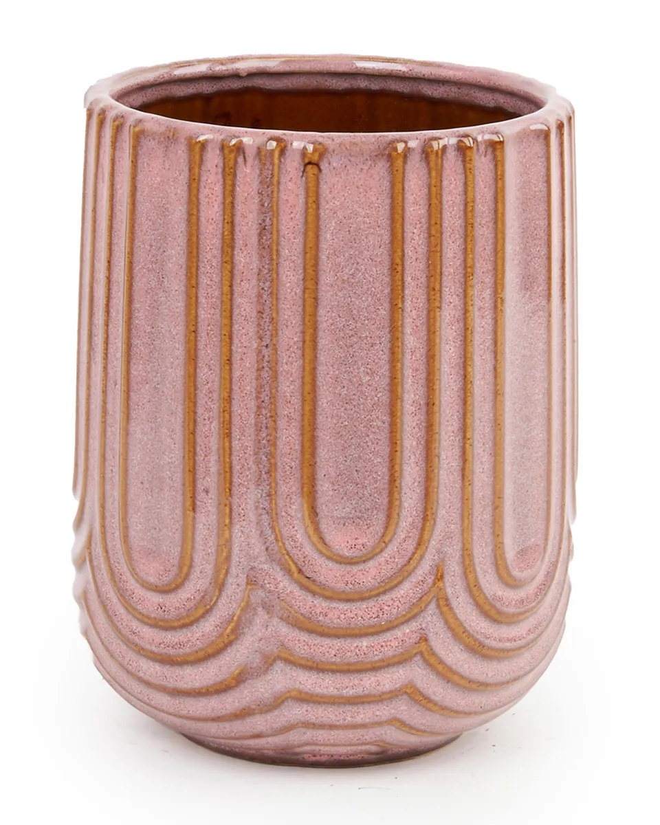 Jilly Pink glazed ceramic pot pattern round high 707982 L 14.5 x 14.5 x 19 Jilly Pink glazed ceramic pot pattern round high 707982 L 14.5 x 14.5 x 19
