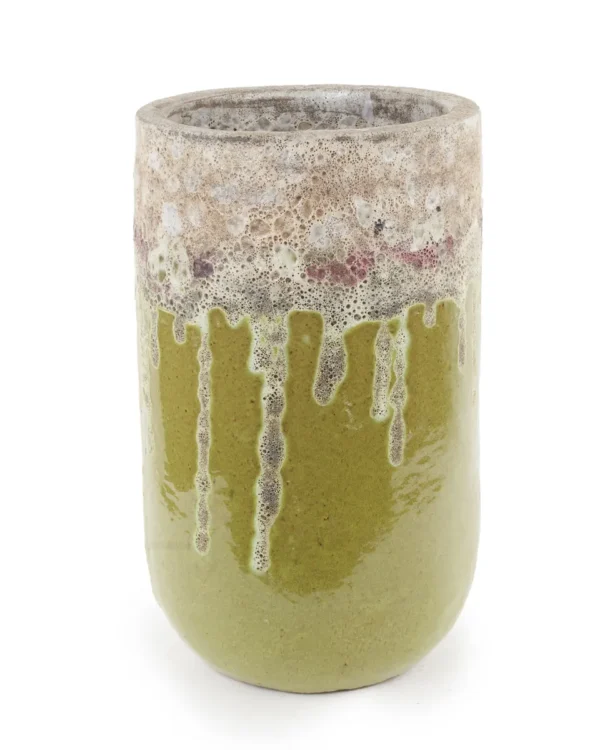 Kaysa Green glazed ceramic pot rough border high702574 S 33 x 33 x 55