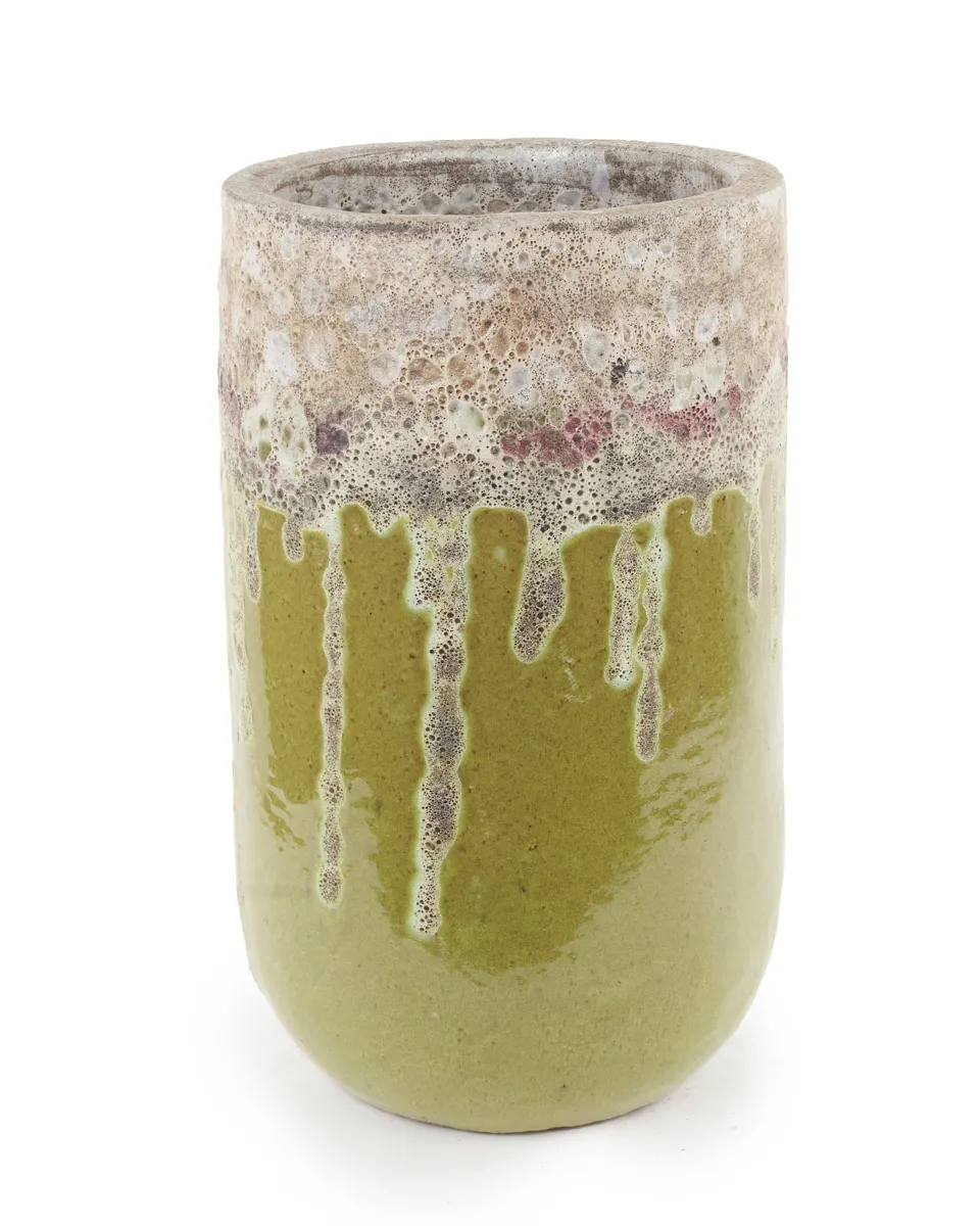 Kaysa Green glazed ceramic pot rough border high702574 S 33 x 33 x 55 Kaysa Green glazed ceramic pot rough border high702574 S 33 x 33 x 55