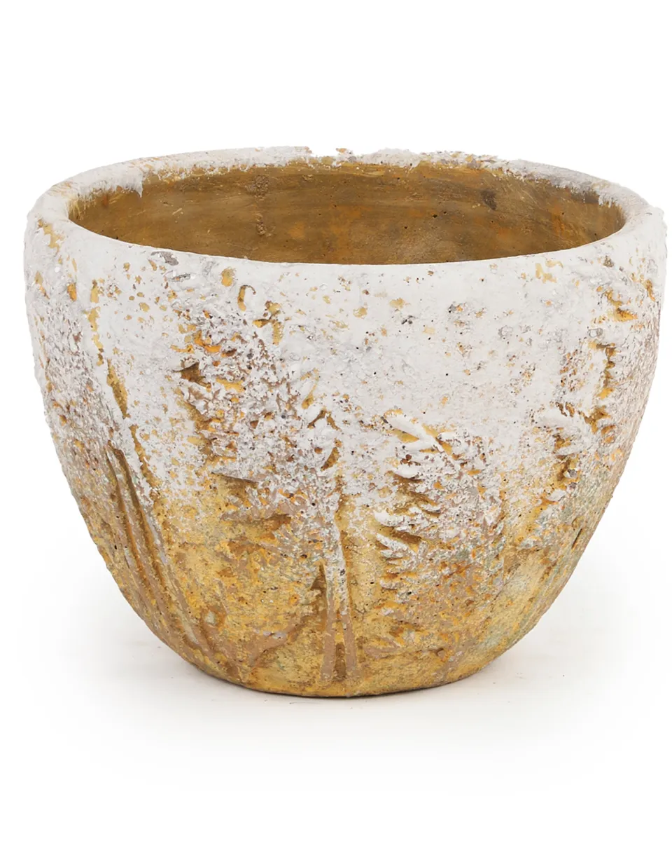 MAVIS BROWN CEMENT POT WHEAT PATTERN ROUND L 702743 15X19CM MAVIS BROWN CEMENT POT WHEAT PATTERN ROUND L 702743 15X19CM