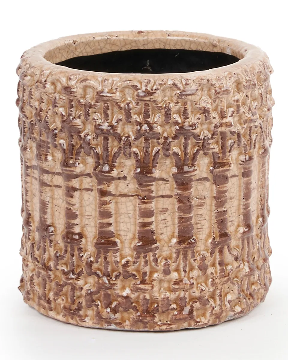 MORONI BROWN CERAMIC POT ANTIQUE ROUND S 701930 14.5X13.5CM MORONI BROWN CERAMIC POT ANTIQUE ROUND S 701930 14.5X13.5CM