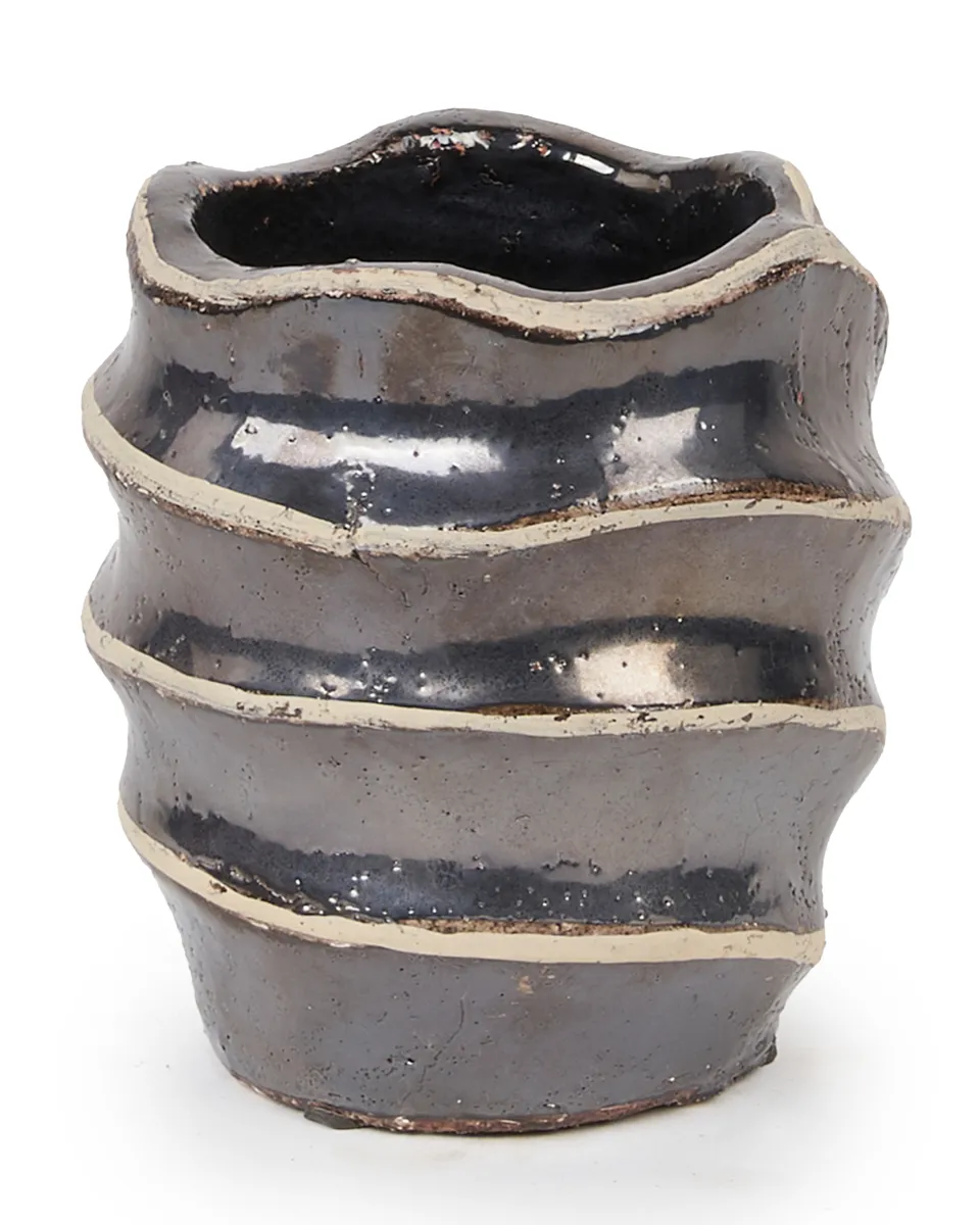 Matz Grey Ceramic Wave Pot Round S 678155 Matz Grey Ceramic Wave Pot Round S 678155