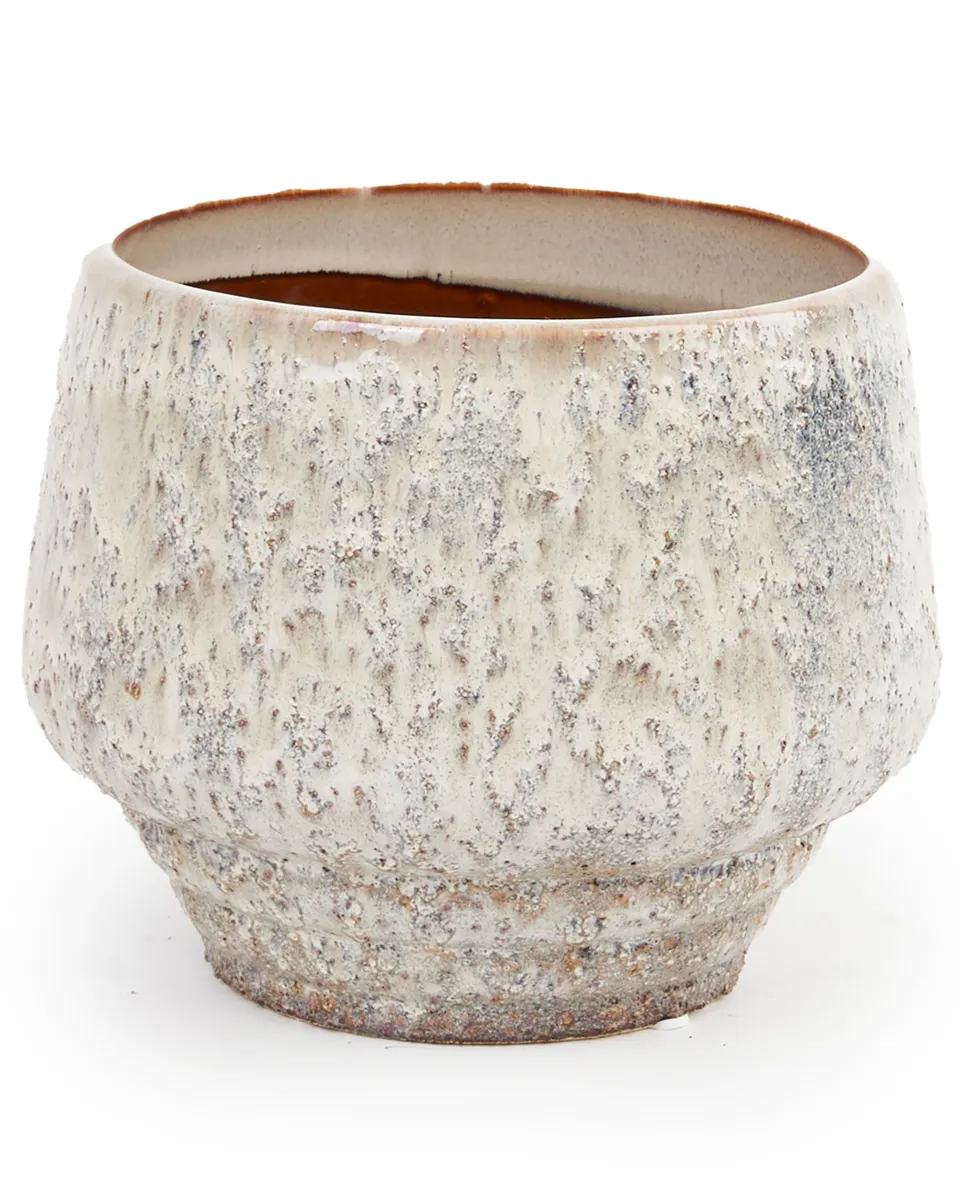 Merty Cream glazed ceramic pot wide low round 708724 L 19 x 19 x 16 Merty Cream glazed ceramic pot wide low round 708724 L 19 x 19 x 16