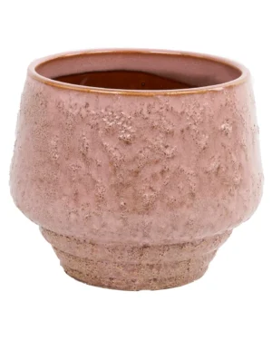 Merty Pink glazed ceramic pot wide low round 708720 L 19 x 19 x 16